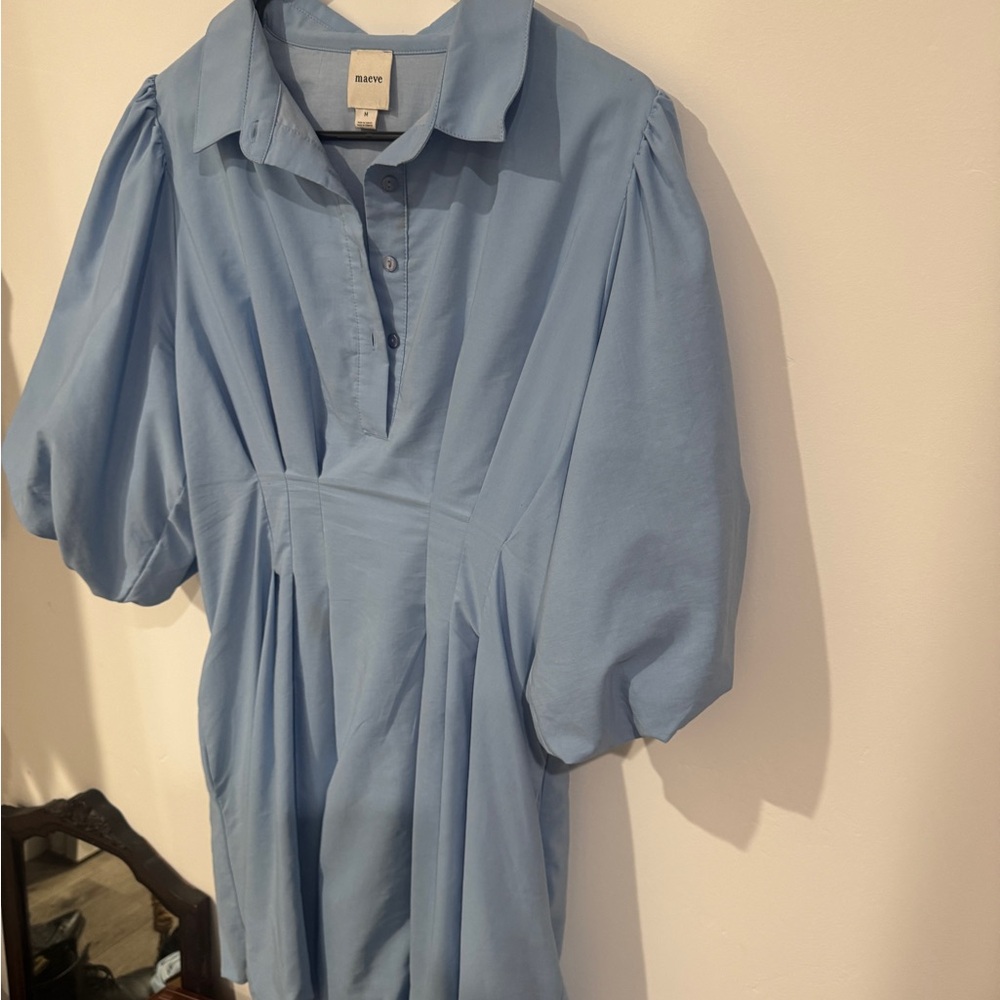 Maeve Anthropologie Blue Puff Sleeve Dress